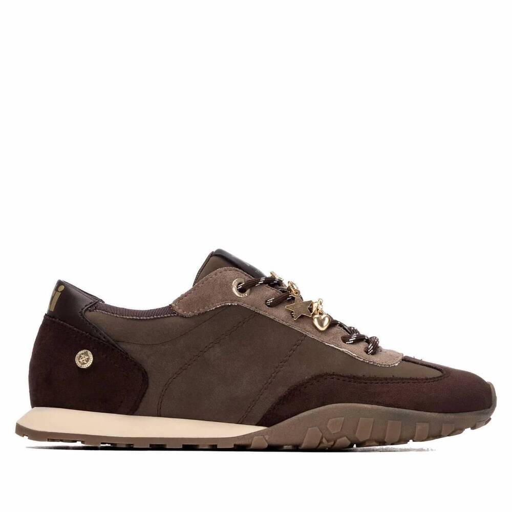 NEW XTI women's casual lace-up sneakers in brown